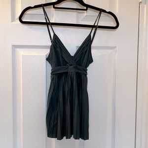 Forest green pleated spaghetti strap top